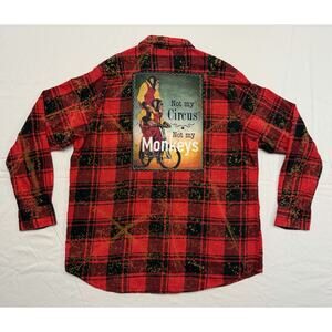 Angry Minnow Salt Washed Red Plaid Not My Circus Not My Monkeys Men’s Size XL